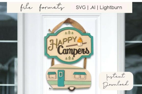 Download Happy Camper Sign SVG for Laser Cutting - Camper Collection