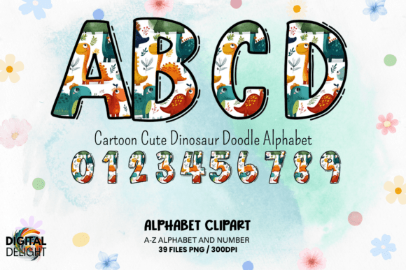 Download Cute Dino Doodle Alphabet - Premium Resources